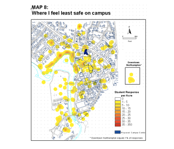 "Where I feel least safe on campus" Map of Smith College in Norhampton, MA